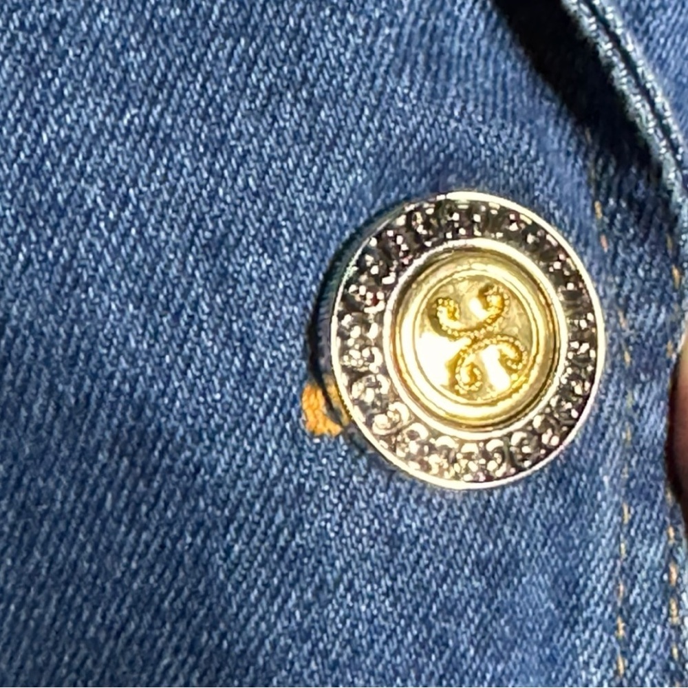 Green Field Studded Denim 90s Vintage Celestial Jacket - Picture 6 of 14
